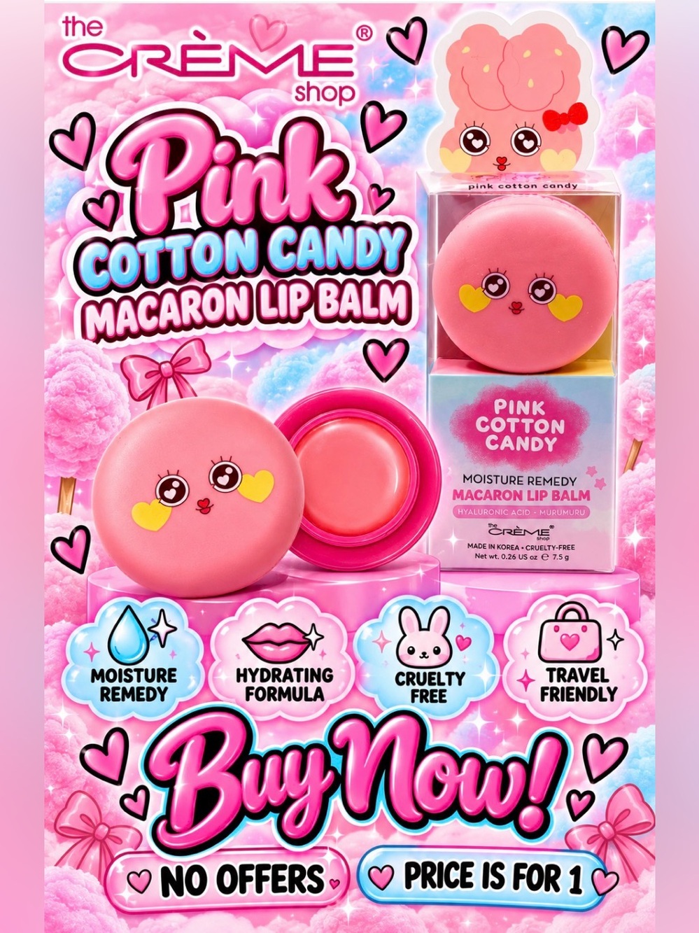 BUY NOW - The Creme Shop Pink Cotton Candy Lip Balm